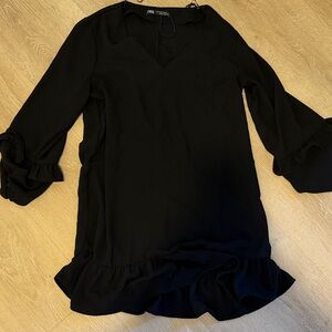 Zara Black Dress with Ruffle Details